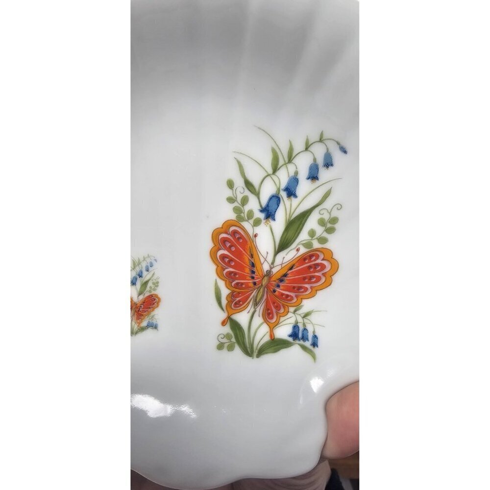 Vtg Takahashi Dew Hand Decorated Seashell Butterflies Flowers Trinket Soap Dish - Picture 3 of 12